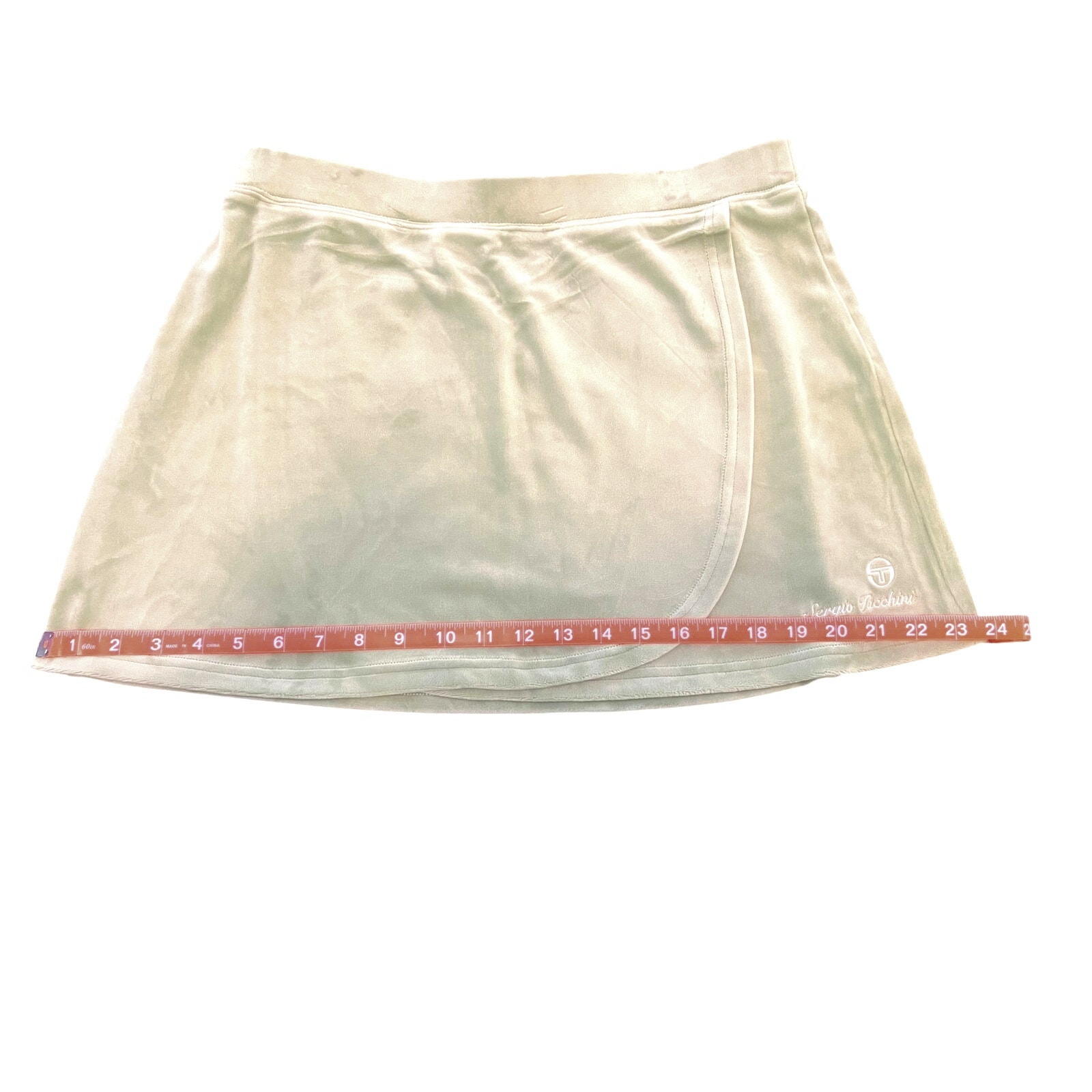 Nwt Sergio Tacchini Tennis Skirt Green Velour Wrap Style Size Large — image 7 of 8